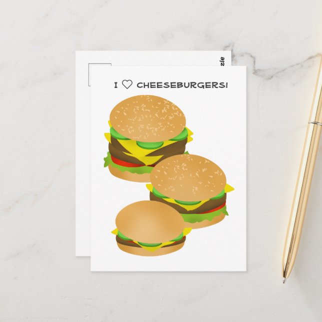 I Love Cheeseburgers Vykort (Fram/Back In Situ)