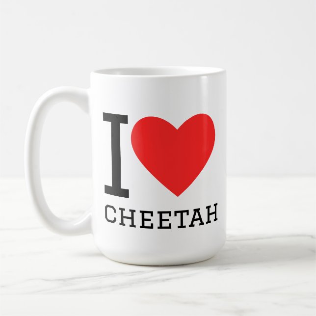 I love cheetah  kaffemugg (Vänster)