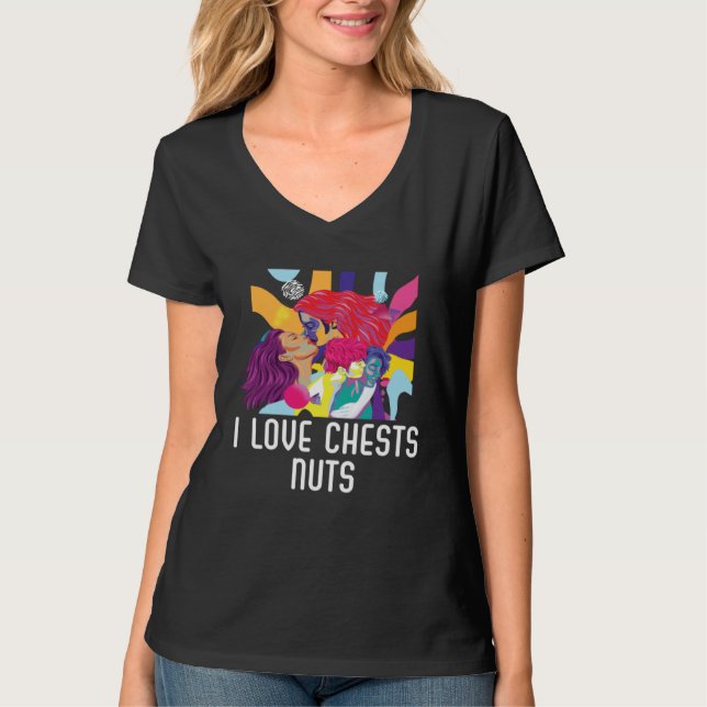 I Love Chests Nuts Bisexual Pride Bisexuality LGBT T Shirt (Framsida)