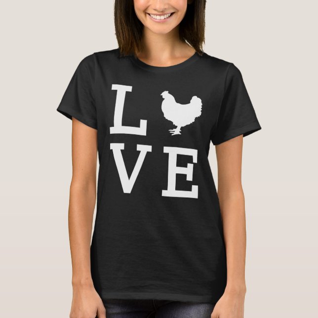 I Love Chickens Animal Pet Farmer Tee (Framsida)