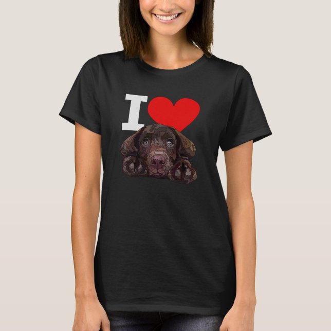 I Love Chocolate Lab Brown Labrador Retriever Love T Shirt (Framsida)