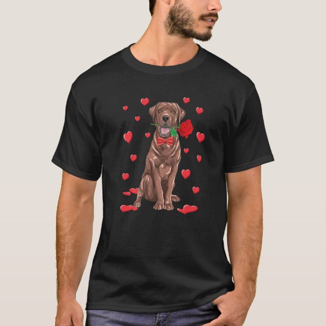 I Love Chocolate Labrador Heart Valentine's Day Do T Shirt (Framsida)