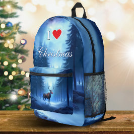 I Love Christmas Blue Winter Reindeer