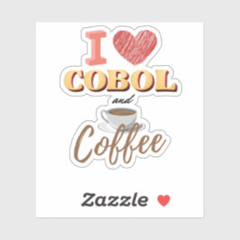 I Love Cobol Programming and Coffee Sticker Klistermärken