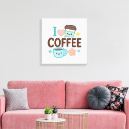 I Love Coffee Cute Kawaii Sticker – Adorable Coffe Canvastryck