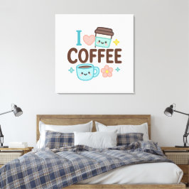 I Love Coffee Cute Kawaii Sticker – Adorable Coffe Canvastryck
