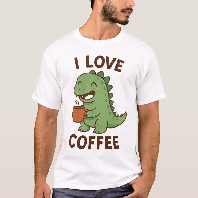 I love coffee Men's Basic T-Shirt (Framsida)