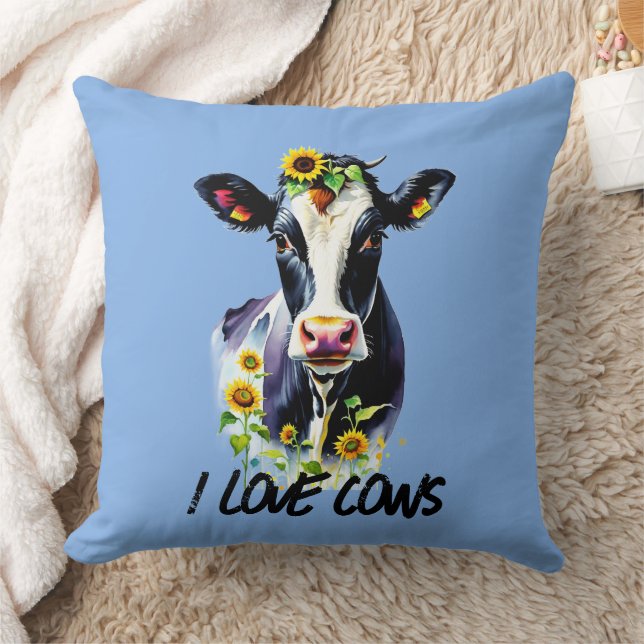 I Love Cows Sunflowers Farm Country Kudde (Filt)