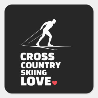 I love cross country skiing Stylish cross Fyrkantigt Klistermärke