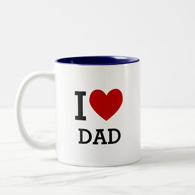 I Love Dad Mug Heart Graphic Father Gift Två-Tonad Mugg (Vänster)