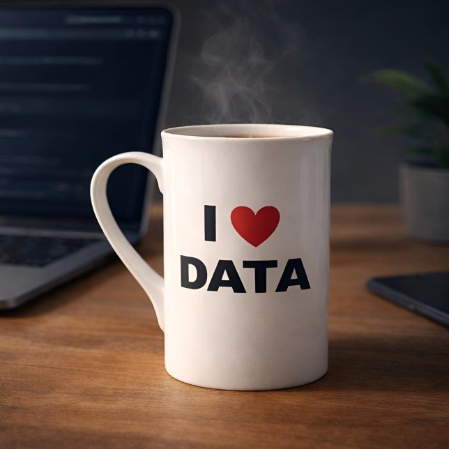 I Love Data Bone China Mug | Geek Coffee Cup Benporslin Mugg (Product Shot)