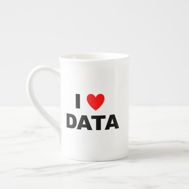 I Love Data Bone China Mug | Geek Coffee Cup Benporslin Mugg (Vänster)