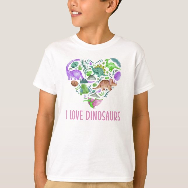 I Love Dinosaurs, Dinosaur Heart Valentine T Shirt (Framsida)
