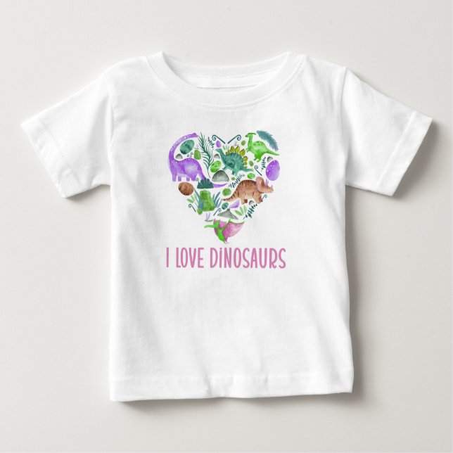 I Love Dinosaurs, Dinosaur Heart Valentine T Shirt (Framsida)