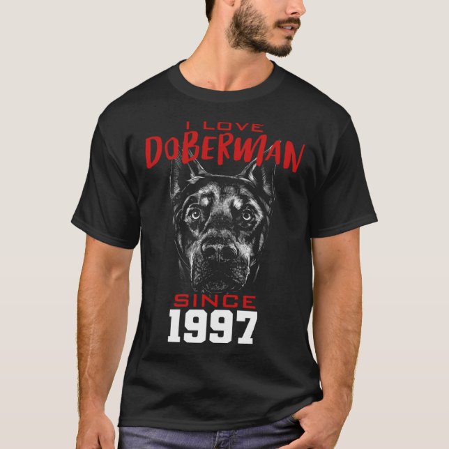 I love doberman since 1997 t shirt (Framsida)
