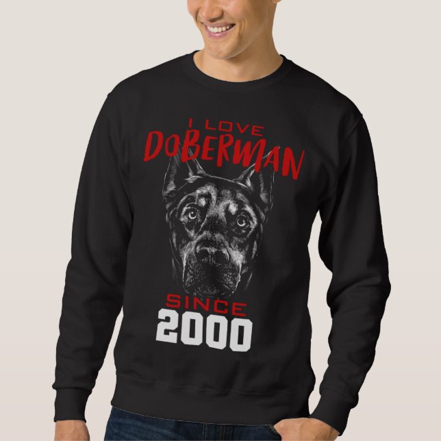 I love doberman since 2000 lång ärmad tröja (Framsida)