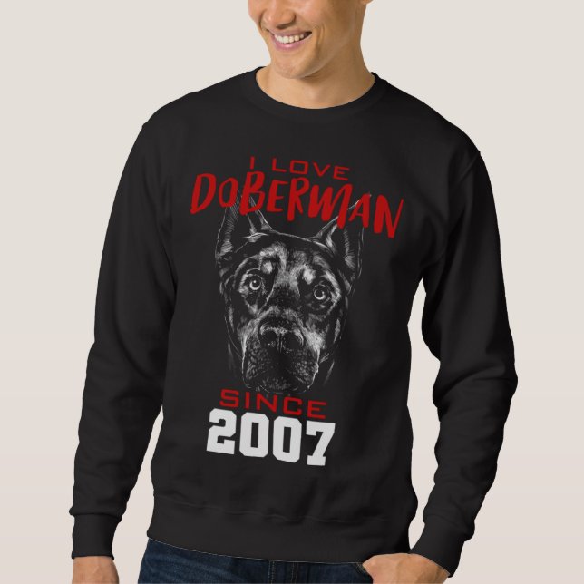 I love doberman since 2007 lång ärmad tröja (Framsida)