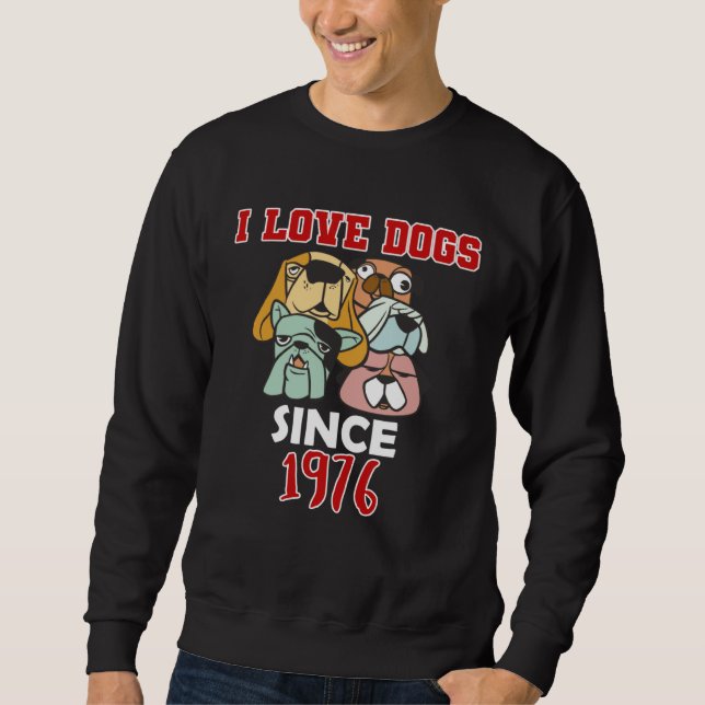 I love dogs since 1976 lång ärmad tröja (Framsida)