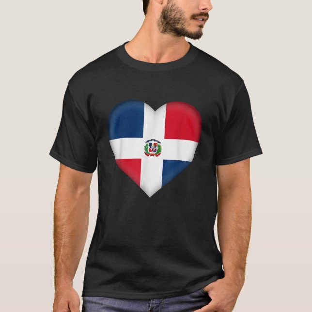 I Love Dominican Republic Dominican Flag Heart Out T Shirt (Framsida)