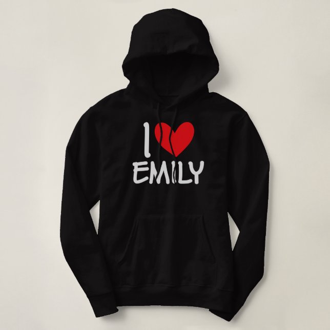 I Love Emily Name Personalized Girl Woman BFF T Shirt (Design framsida)
