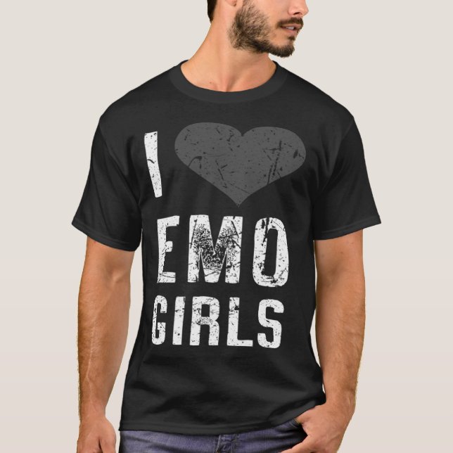 I Love Emo Girls T Shirt (Framsida)