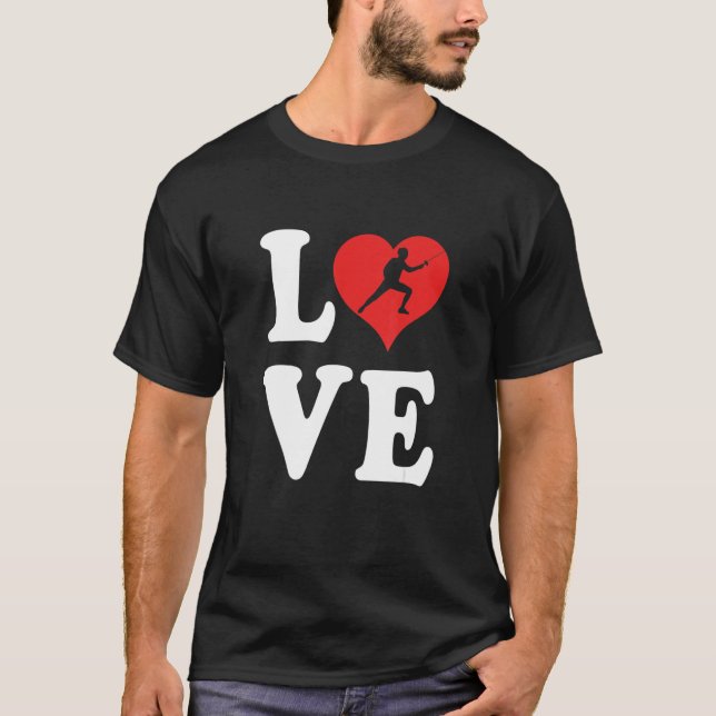 I Love Fencing 2 T Shirt (Framsida)