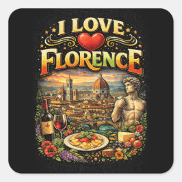 I Love Florence Fyrkantigt Klistermärke