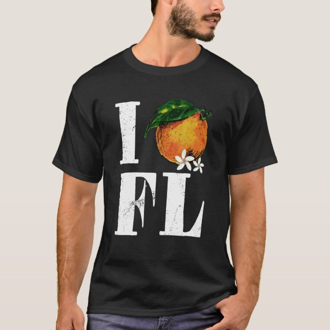 I Love Florida Orange Fruits States American T Shirt (Framsida)
