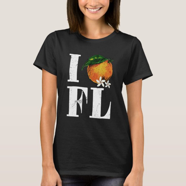 I Love Florida Orange Fruits States American T Shirt (Framsida)