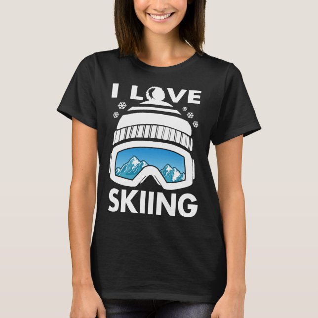 I Love Freestyle Skiing Googles Ski Poles Goggles  T Shirt (Framsida)