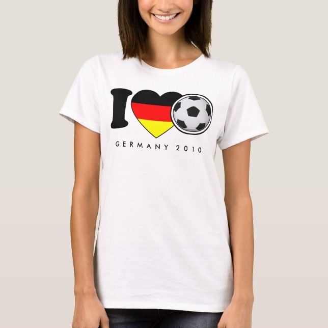 "I Love Fußball" Damen-Shirt Deutschland Germany Tee (Framsida)