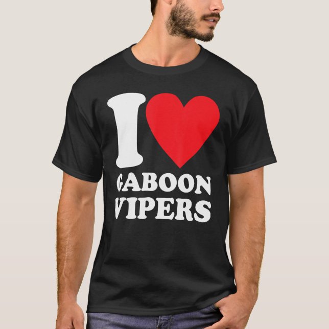 I Love Gaboon Vipers Retro T Shirt (Framsida)