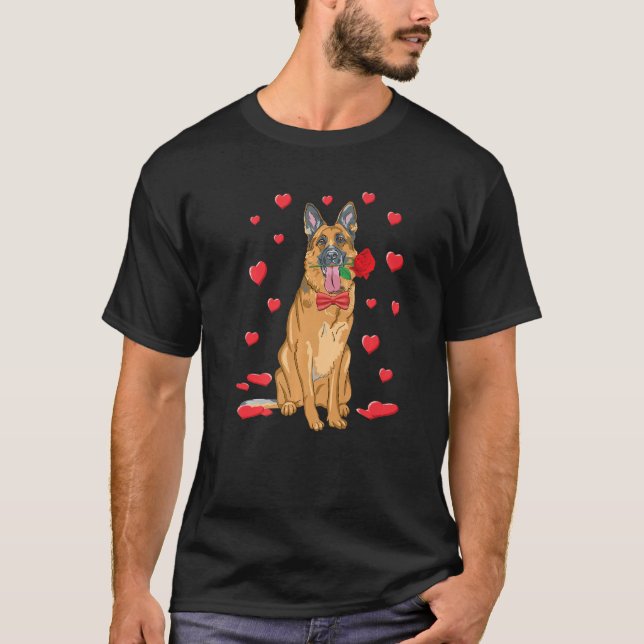 I Love German Shepherd Heart Valentines Day Funny  T Shirt (Framsida)
