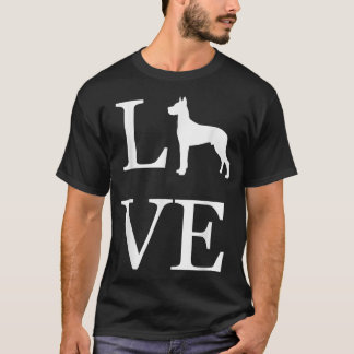 I Love Great Dane Dog Lover White Graphic Design P T Shirt
