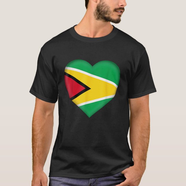 I Love Guyana  Guyanese Flag Heart Outfit  T Shirt (Framsida)
