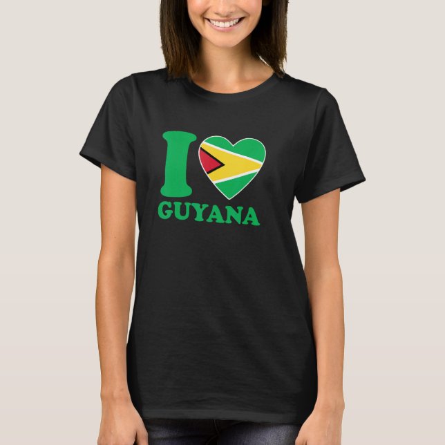 I Love Guyana Heart Flag  Quote T Shirt (Framsida)