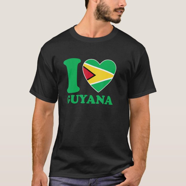 I Love Guyana Heart Flag  Quote T Shirt (Framsida)