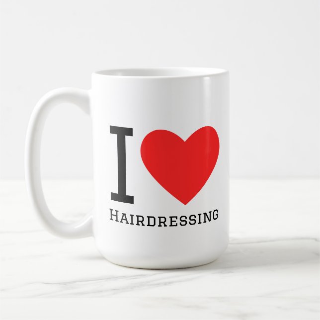 I love hairdressing square sticker kaffemugg (Vänster)