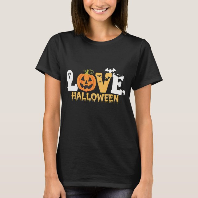I LOVE Halloween Spooky T Shirt (Framsida)