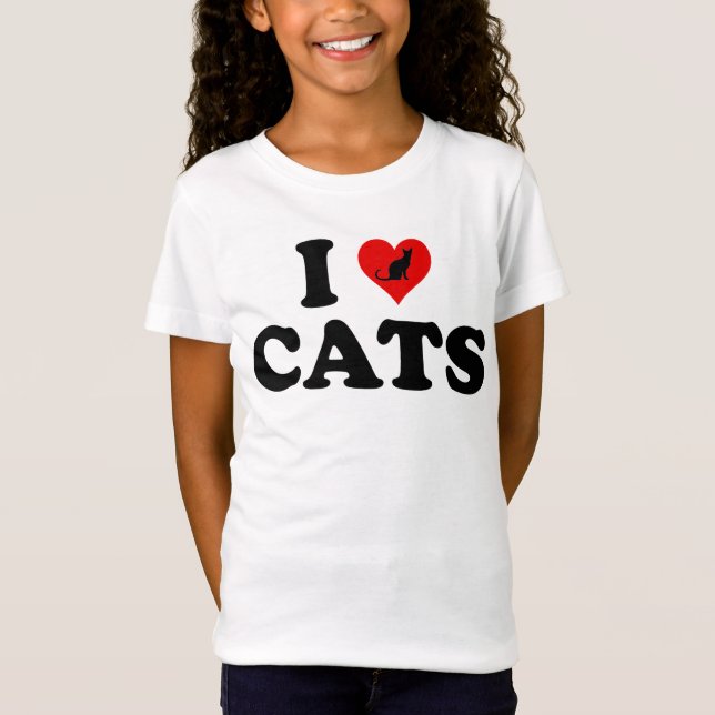 I Love (Heart) Cats T Shirt (Framsida)