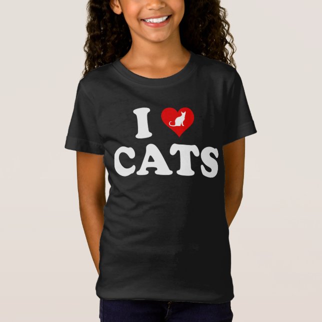 I Love (Heart) Cats T Shirt (Framsida)