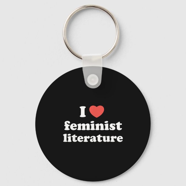 I Love Heart Feminist Literature  Nyckelring (Framsida)