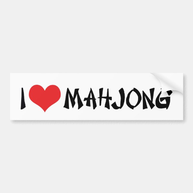 I Love Heart Mahjong - Mah Jong Älskare Bildekal (Framsidan)