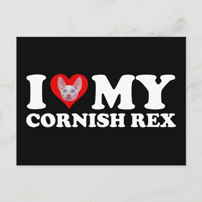 I Love (Heart) My Cornish Rex Vykort (Framsida)