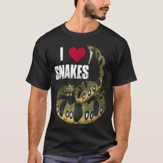 I Love Heart Snakes Reptile Lovers Snake lover T Shirt
