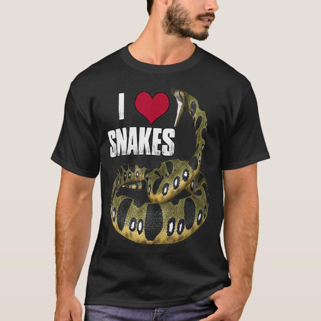I Love Heart Snakes  Reptile Lovers Snake lover T Shirt (Framsida)