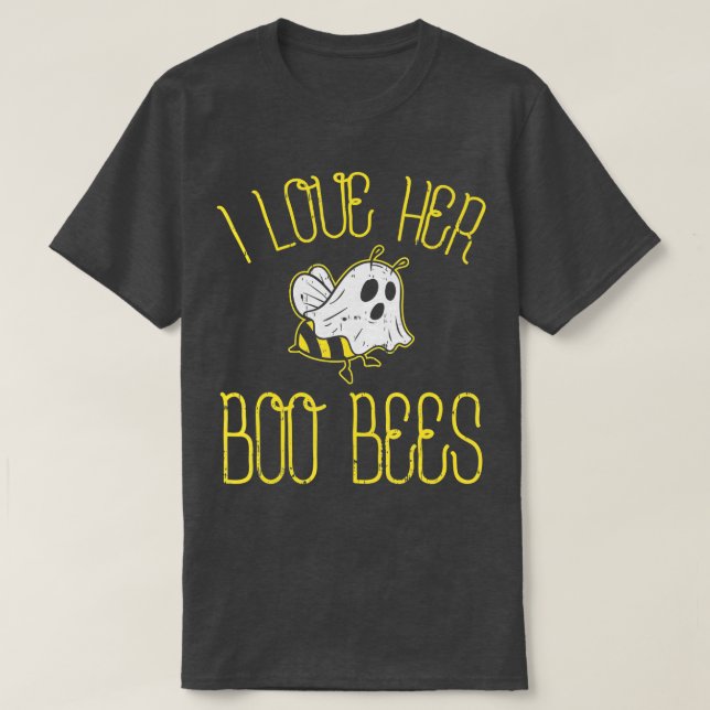 I Love Her Boo Bees Couples Halloween Adult Costum T Shirt (Design framsida)