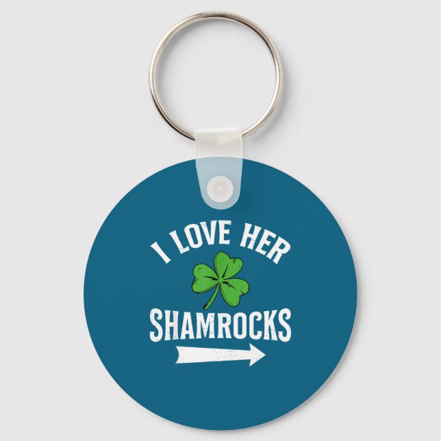 I Love Her Shamrocks St. Patrick's Day Couple Outf Nyckelring (Framsida)