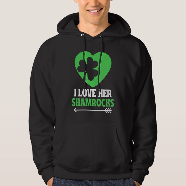I Love Her Shamrocks St Patrick's Day Matching Cou Hoodie (Framsida)