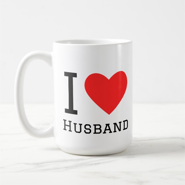 I love husband square sticker kaffemugg (Vänster)